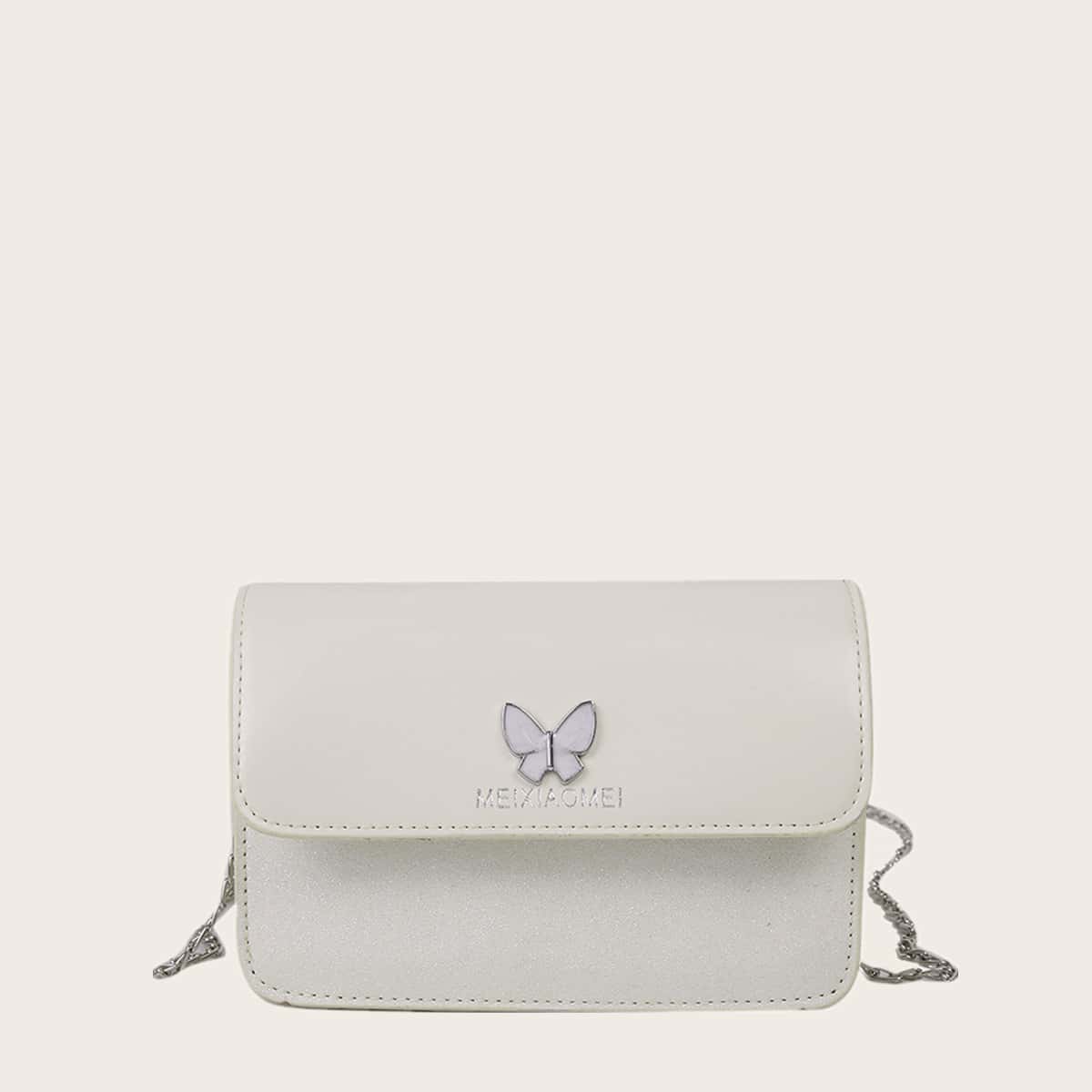 

Butterfly Chain Crossbody Bag, White