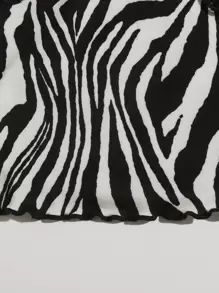 SHEIN Top de tirantes de rayas ribete con encaje - Blanco y Negro - Ver 4