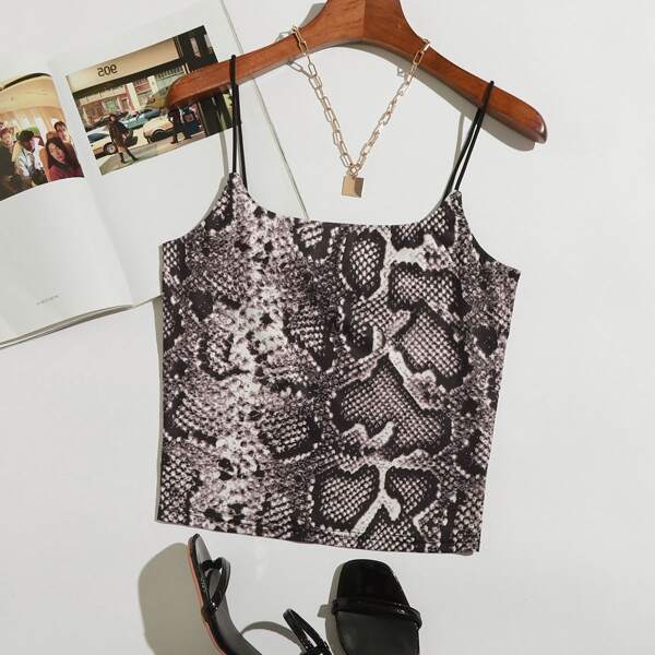 

Snakeskin Print Cami Top, Multicolor