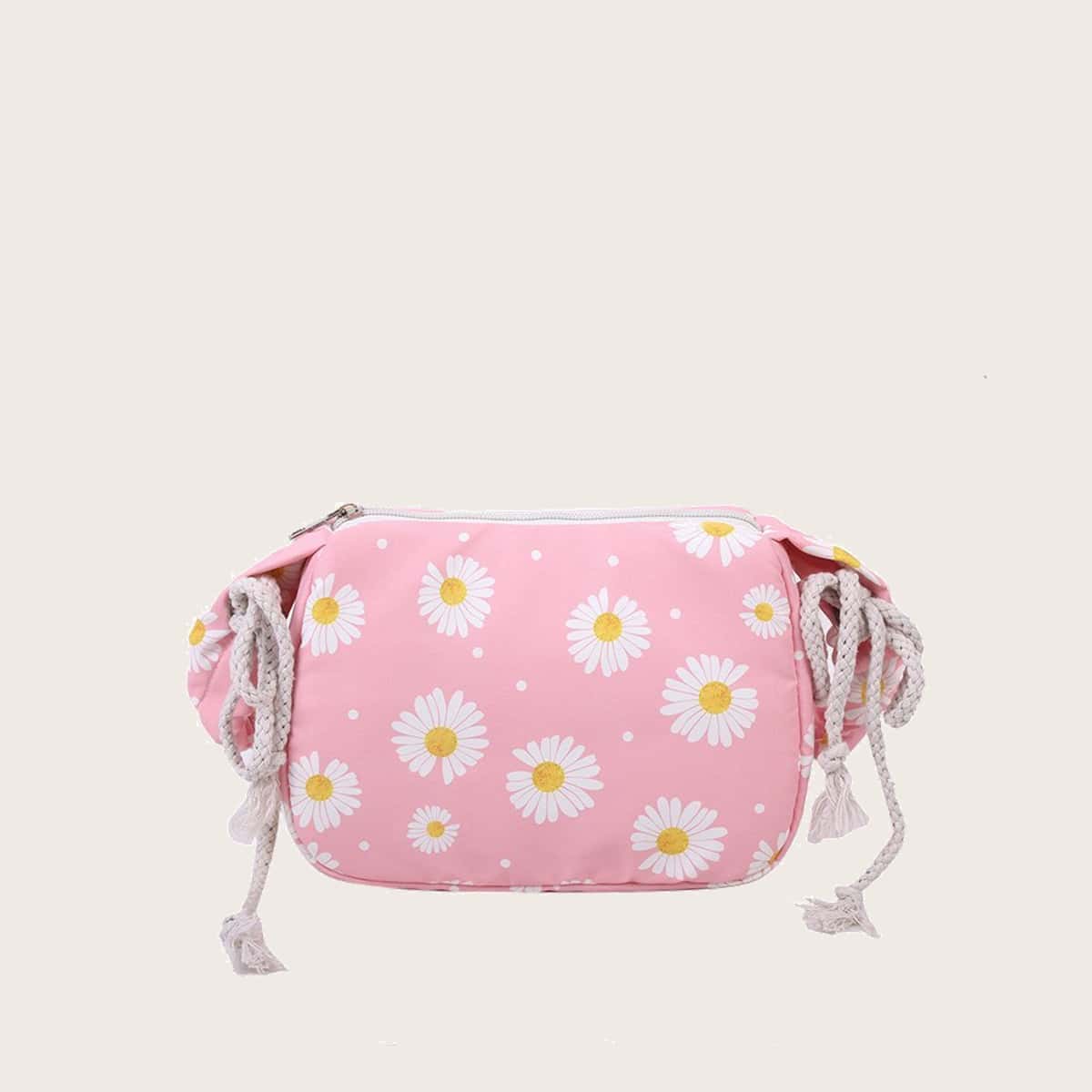 Daisy Ruched Strap Crossbody Bag, Pink