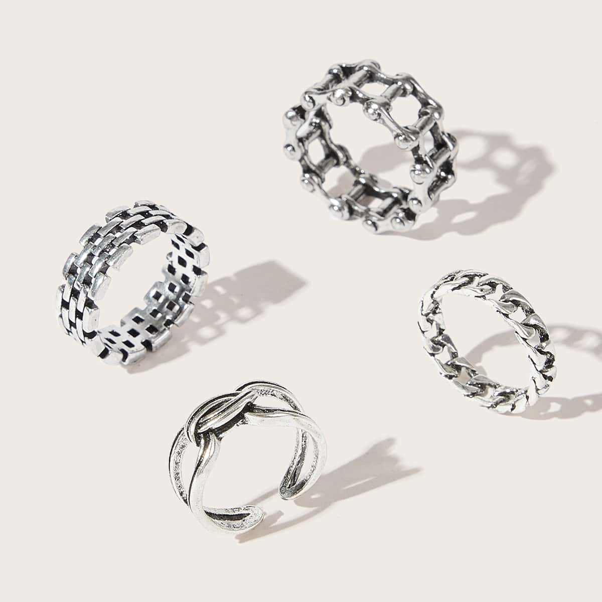 

4pcs Chain Ring, Silver