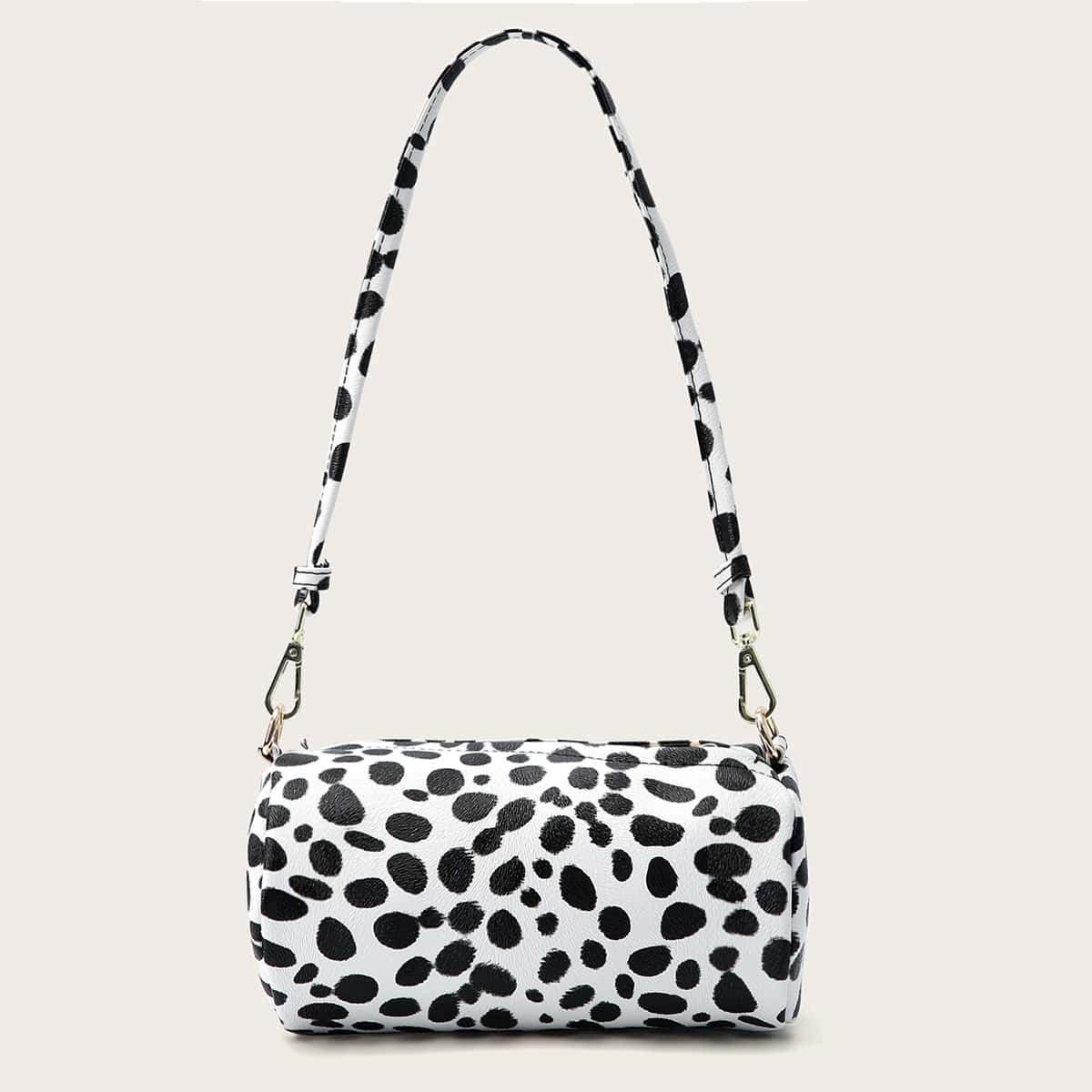 

Dalmatian Print Shoulder Bag, Black and white