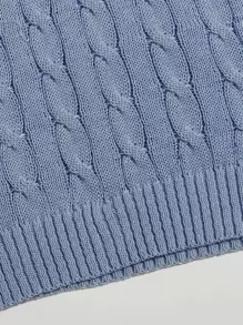 SHEIN Unity Cable Knit Cropped Sweater Vest - Dusty Blue - View 4