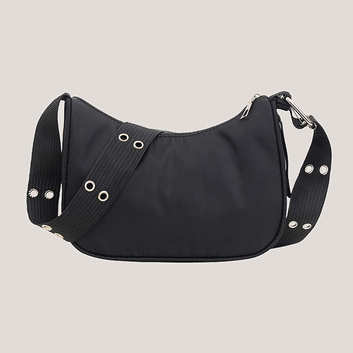 

Solid Baguette Bag, Black