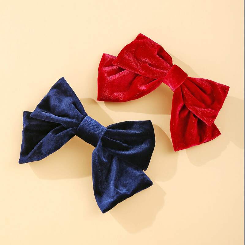 

2pcs Velvet Bow Hair Clip, Multicolor