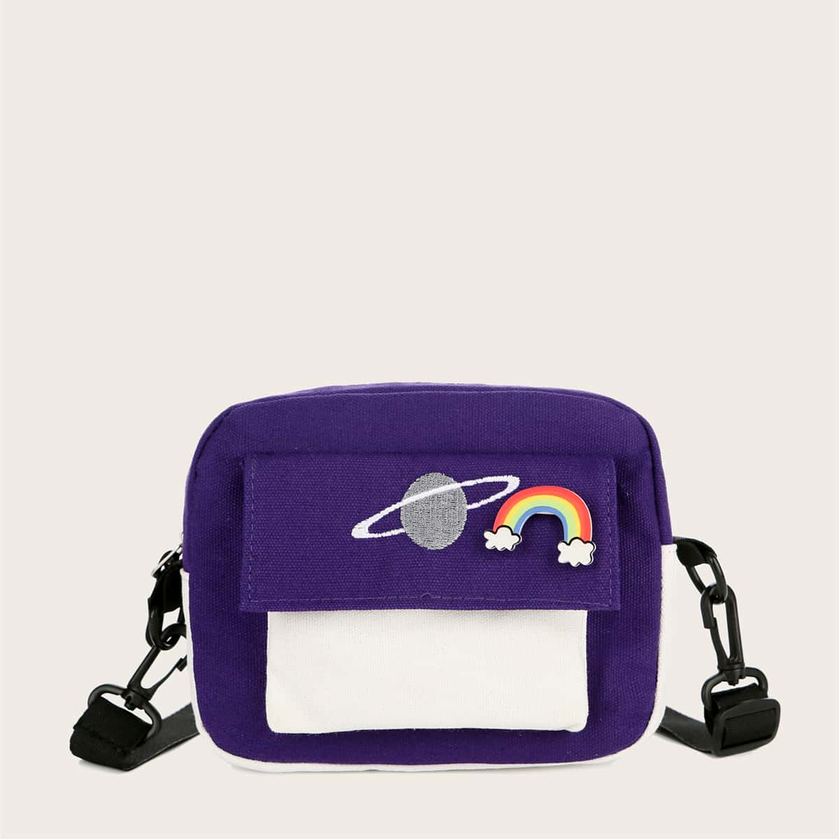 

Pocket Front Crossbody Bag, Purple