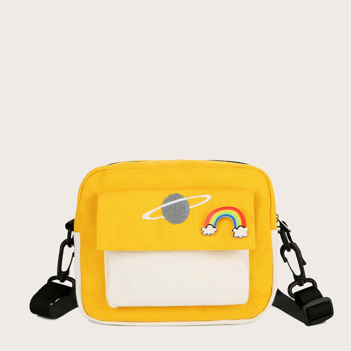 

Pocket Front Crossbody Bag, Yellow