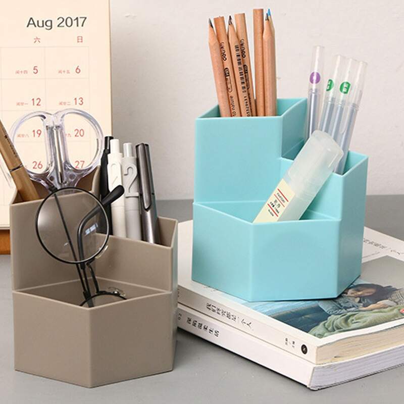 

1pc 3 Grid Random Color Pen Holder, Multicolor