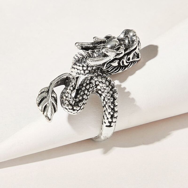 1pc Chinese Dragon Ring, Silver
