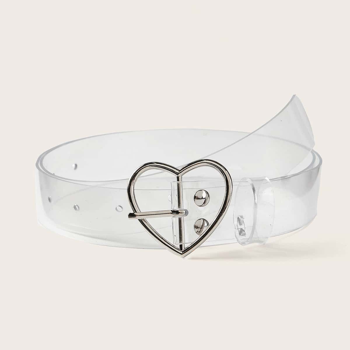 

Heart Buckle Transparent Belt, Clear