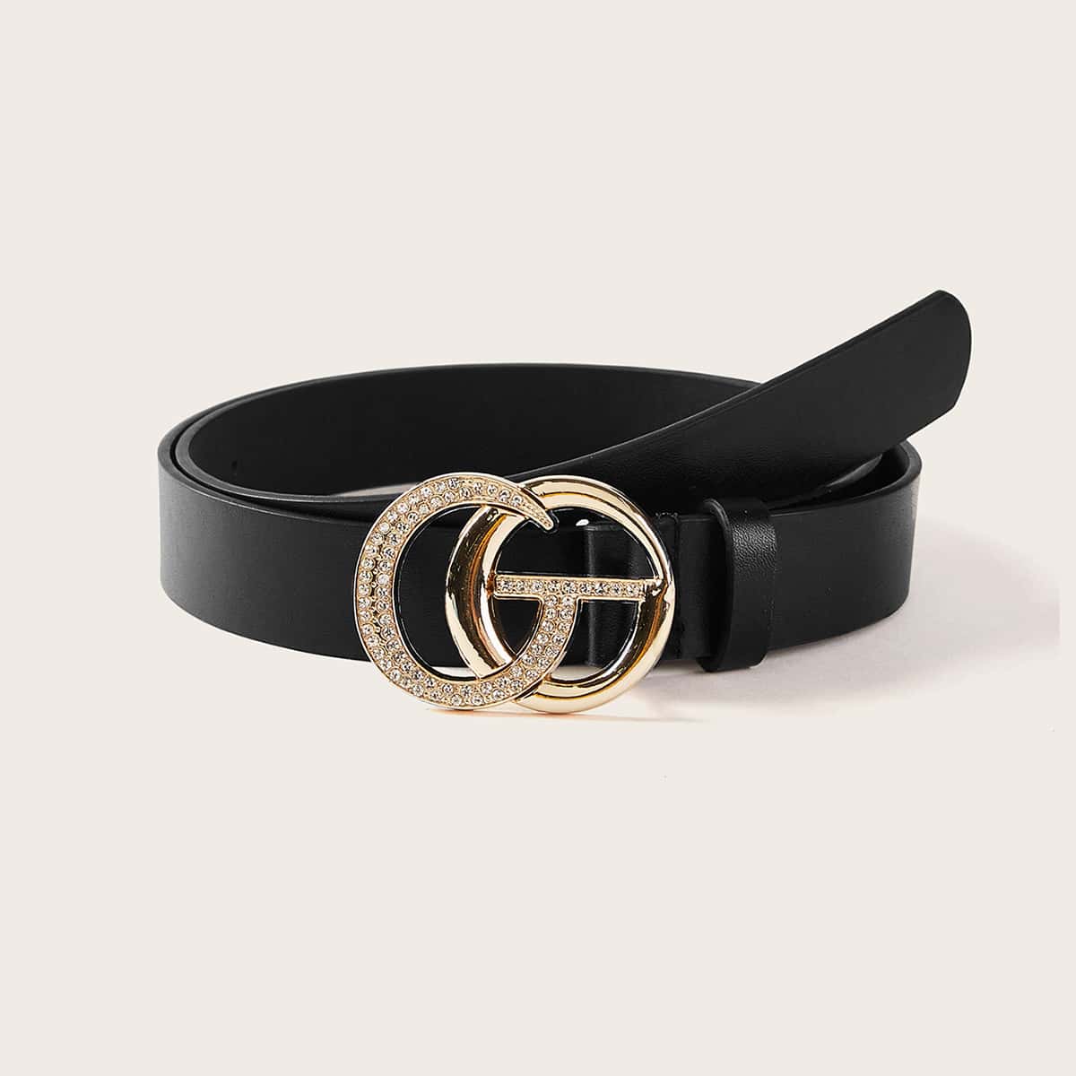 

Rhinestone Decor Buckle Belt, Black
