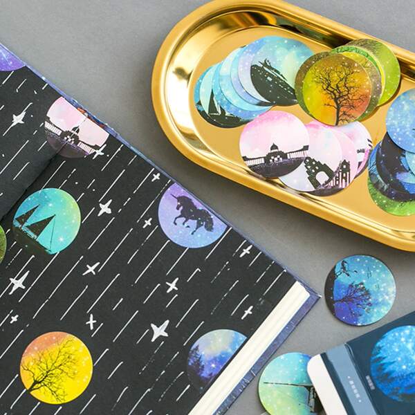 

50pcs Galaxy Pattern Random Sticker, Multicolor