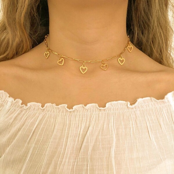 

Heart Charm Necklace, Gold
