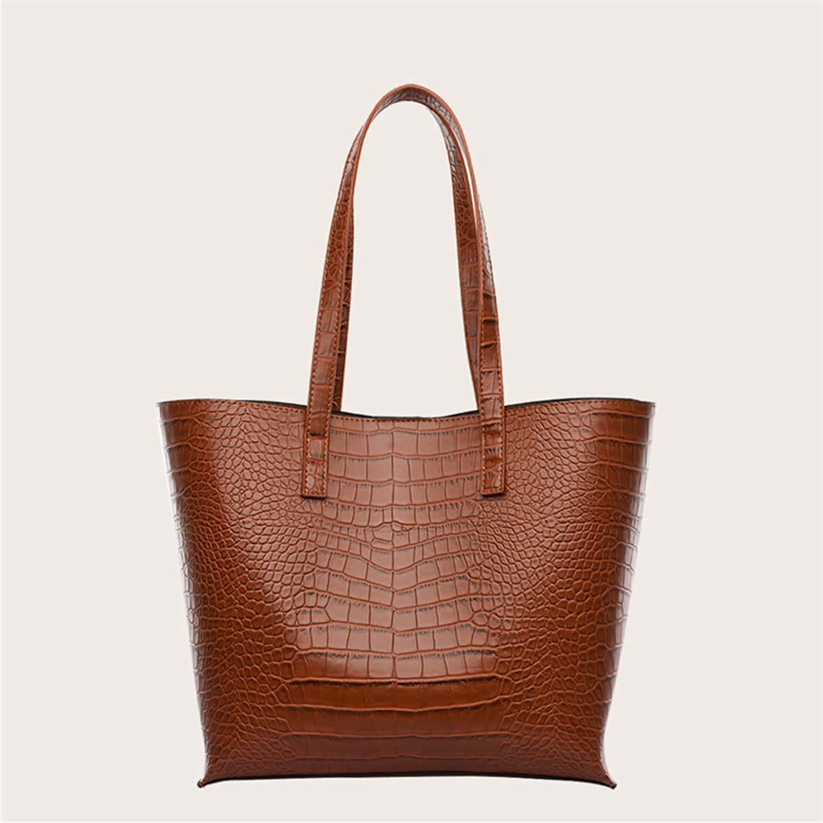 

Crocodile Tote Bag, Brown