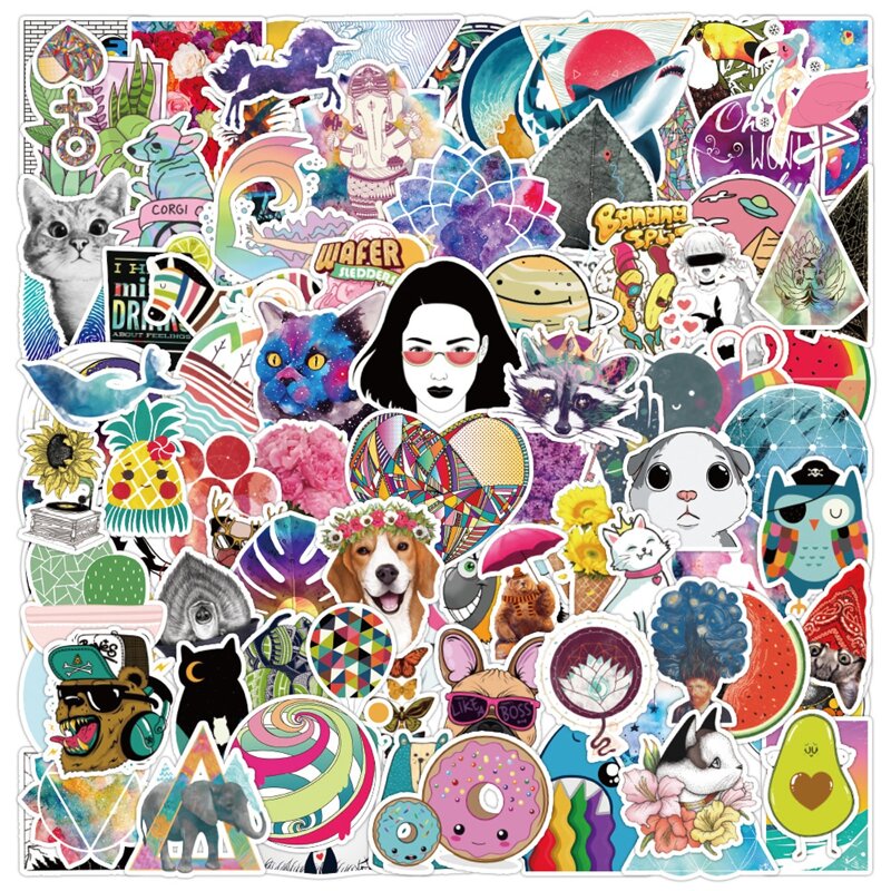 

100pcs Animal Print Sticker, Multicolor