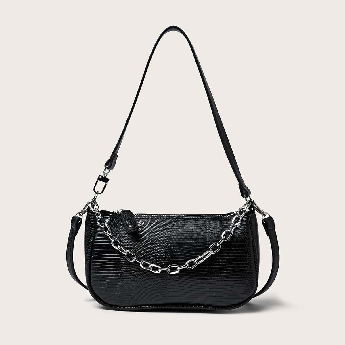 

Textured Shoulder Bag, Black