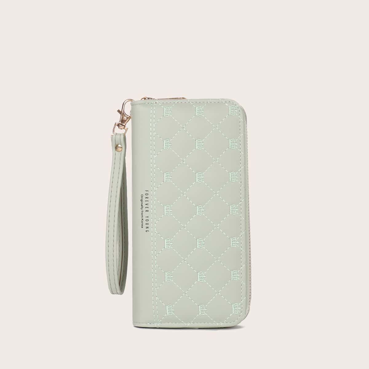

Quilted Zip Around Purse, Green