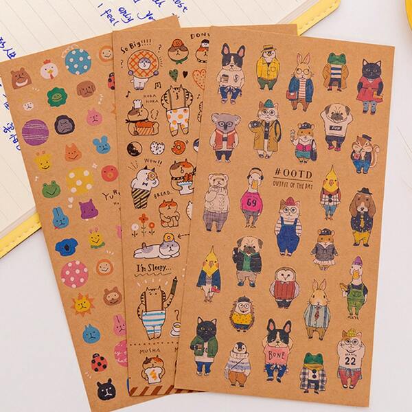 

1sheet Cartoon Graphic Random Sticker, Multicolor