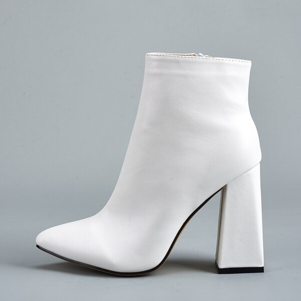 

Minimalist Chunky Heeled Boots, White