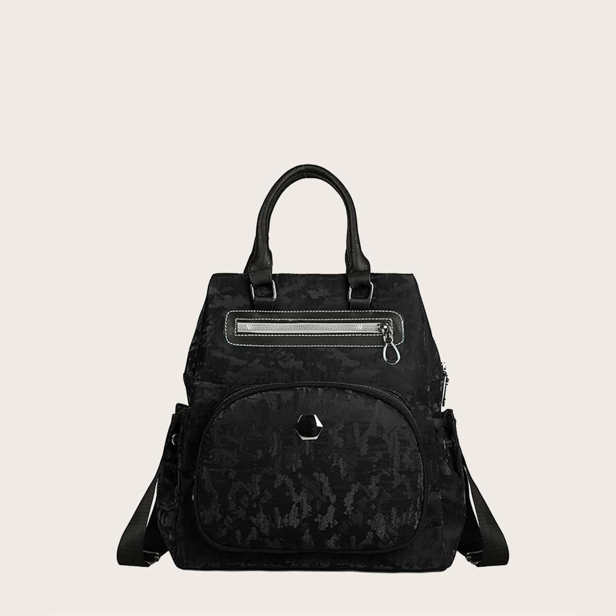

Zip Front Backpack, Black