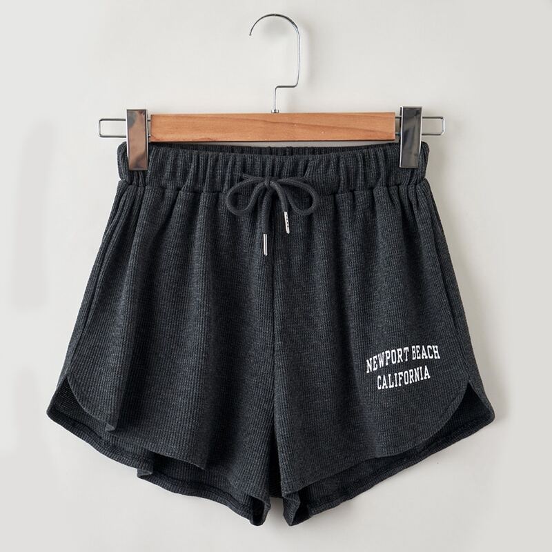 

Letter Graphic Drawstring Shorts, Dark grey