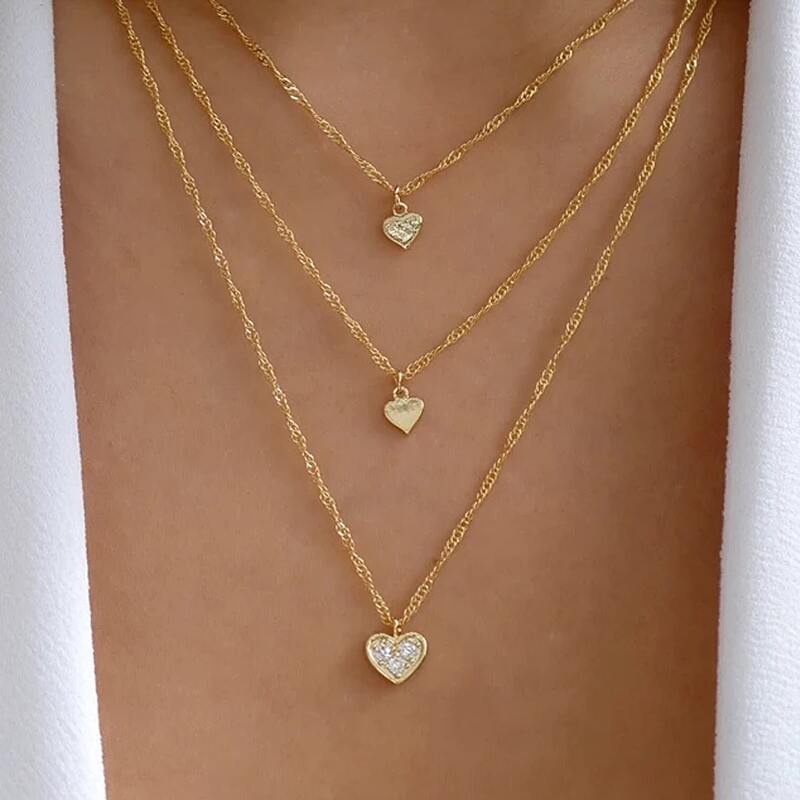 

Heart Charm Layered Necklace, Gold