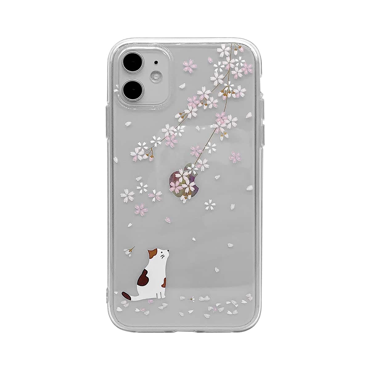 

Cat & Flower Print iPhone Case, Clear