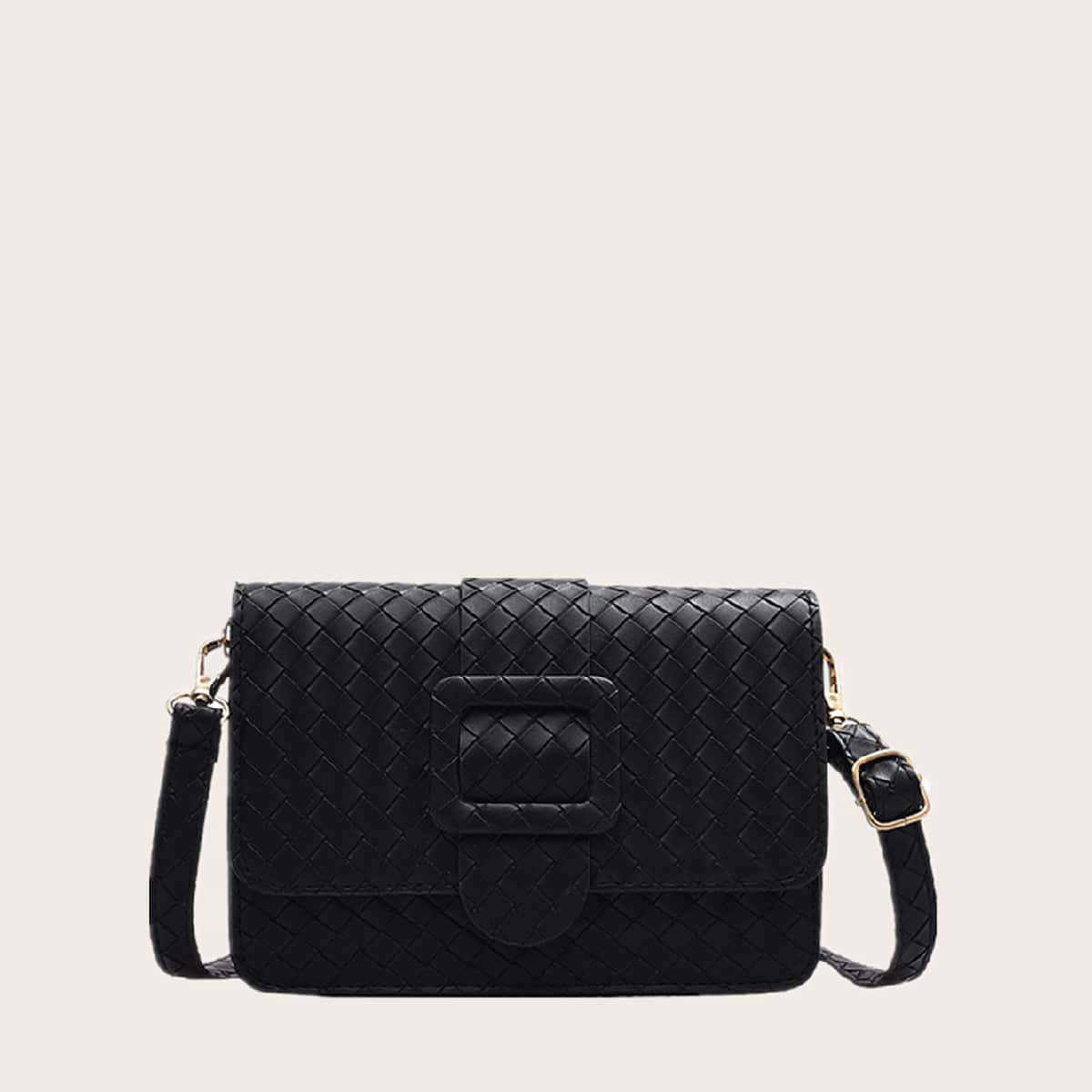 

Braided Flap Crossbody Bag, Black
