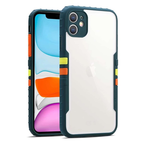 

Прозрачный чехол для iPhone с контрастной рамкой, Зелёные прозрачный