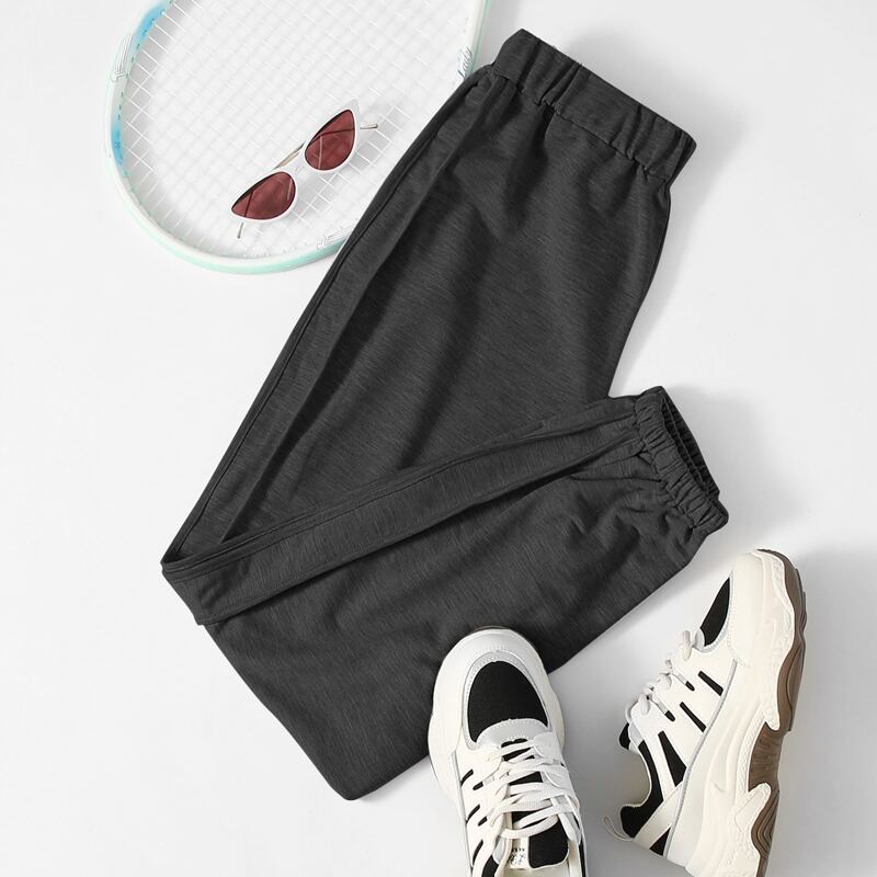 

Solid Elastic Waist Joggers, Dark grey