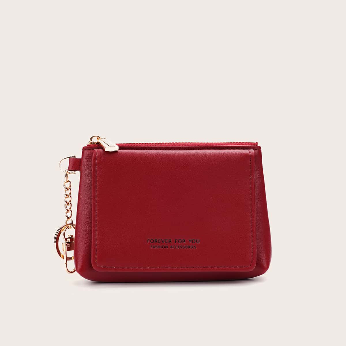 

Letter Graphic Purse With Card Holder, Red