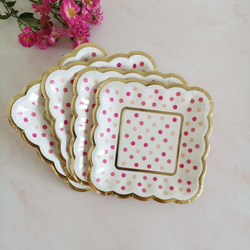 

8pcs Polka Dot Pattern Disposable Plate, Multicolor