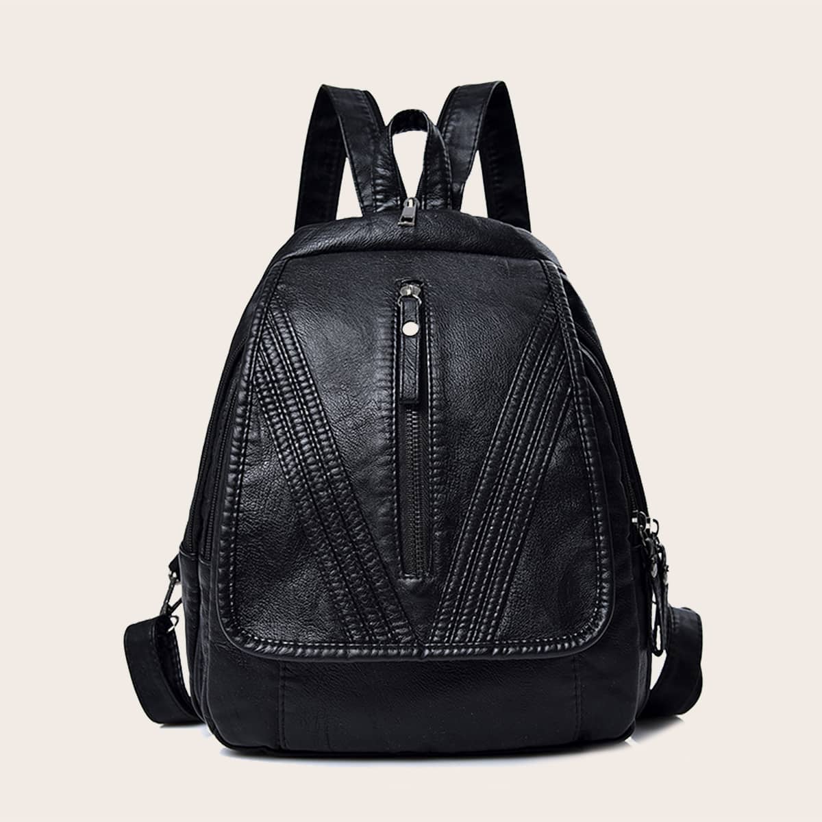 

Zip Front Backpack, Black