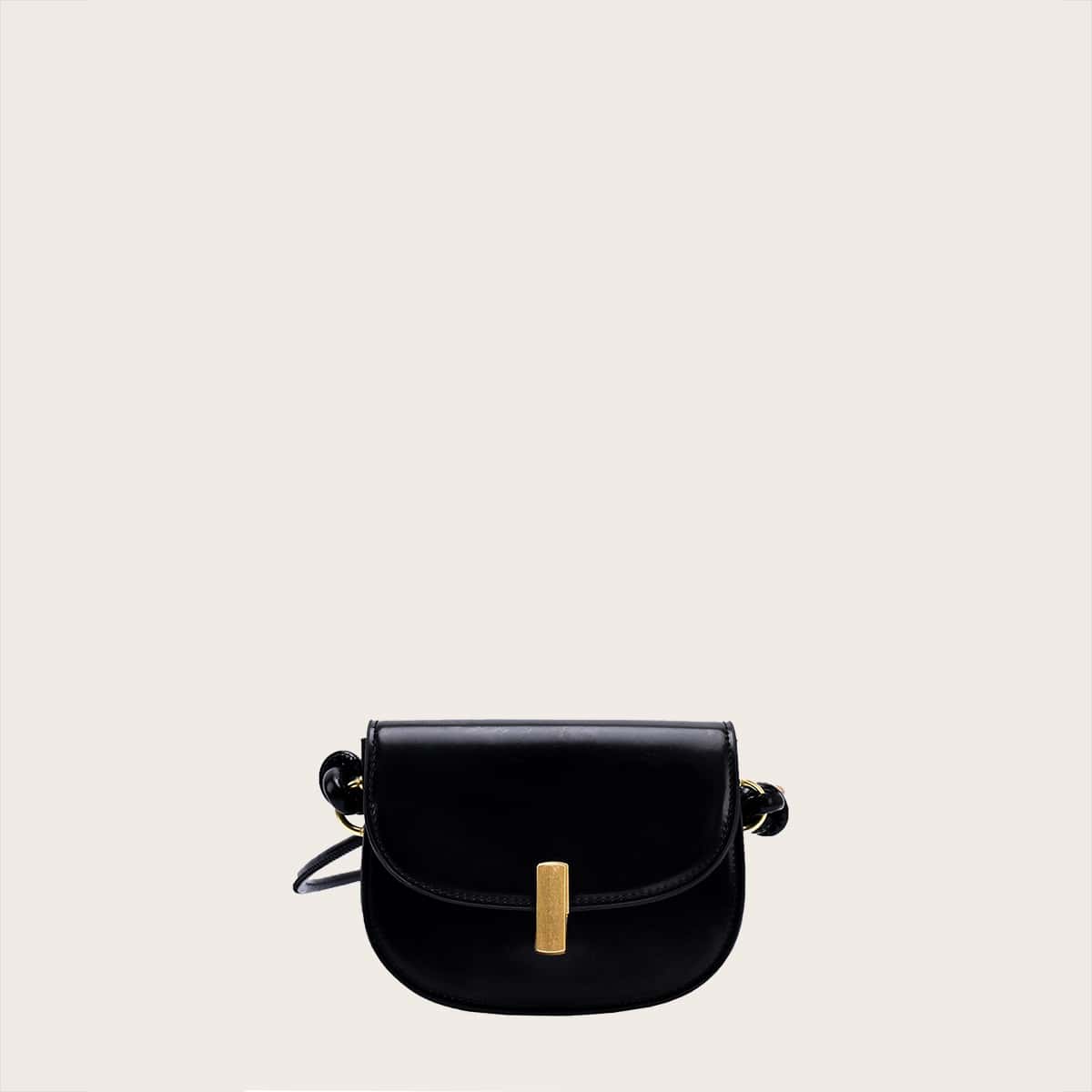 

Metal Decor Saddle Bag, Black