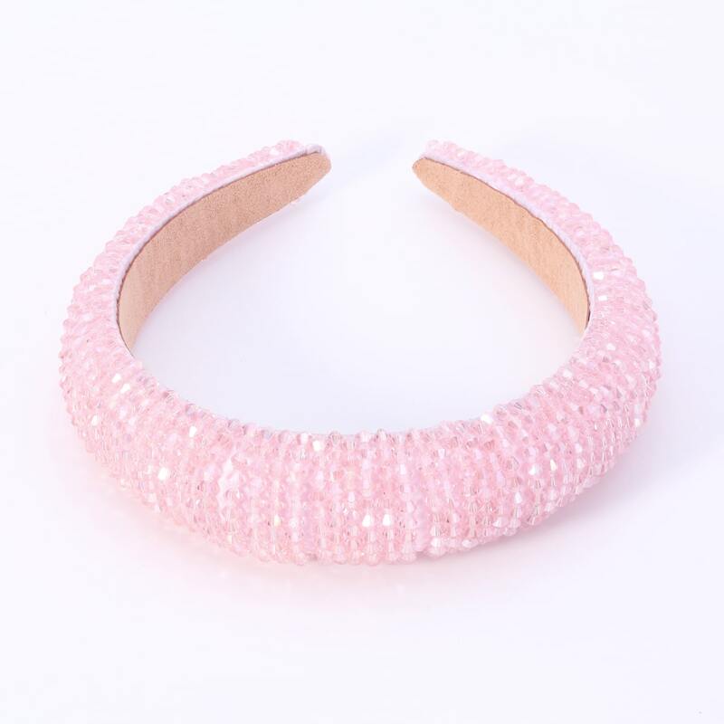 

Crystal Beaded Padded Hair Hoop, Pink