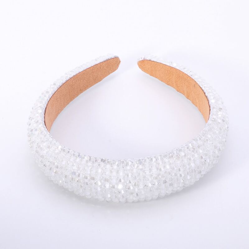 

Crystal Beaded Padded Hair Hoop, White