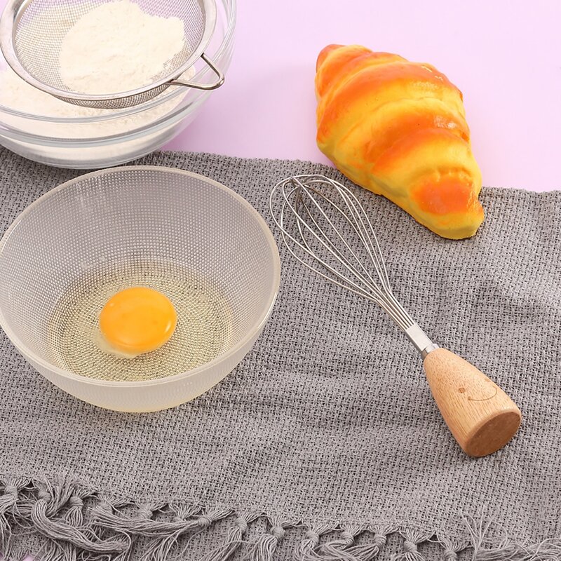 

1pc Wooden Handle Whisk, Apricot