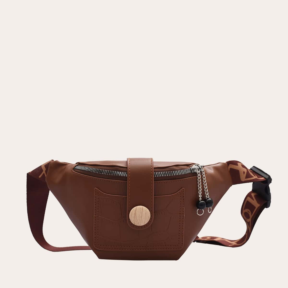 

Croc Embossed Zip Front Fanny Pack, Brown