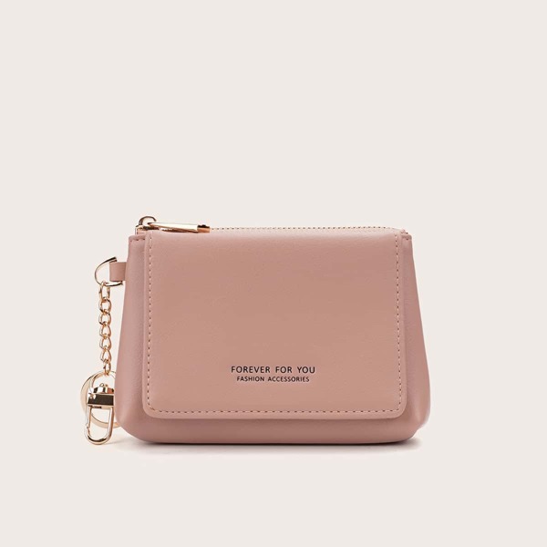 

Letter Graphic Purse With Card Holder, Pink