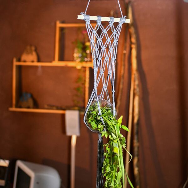 

1pc Macrame Plant Hanger, Grey
