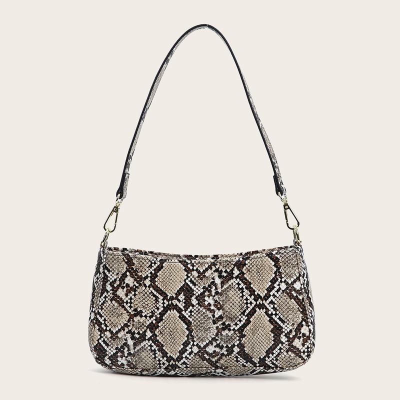 

Snakeskin Print Baguette Bag, Multicolor