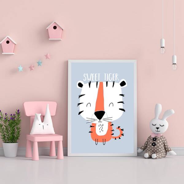 

Kids Cartoon Graphic Wall Painting Without Frame, Multicolor