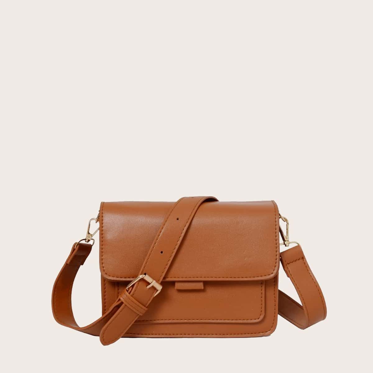 

Minimalist Flap Crossbody Bag, Brown