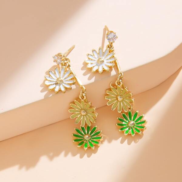 

Girls Flower Decor Drop Earrings, Multicolor