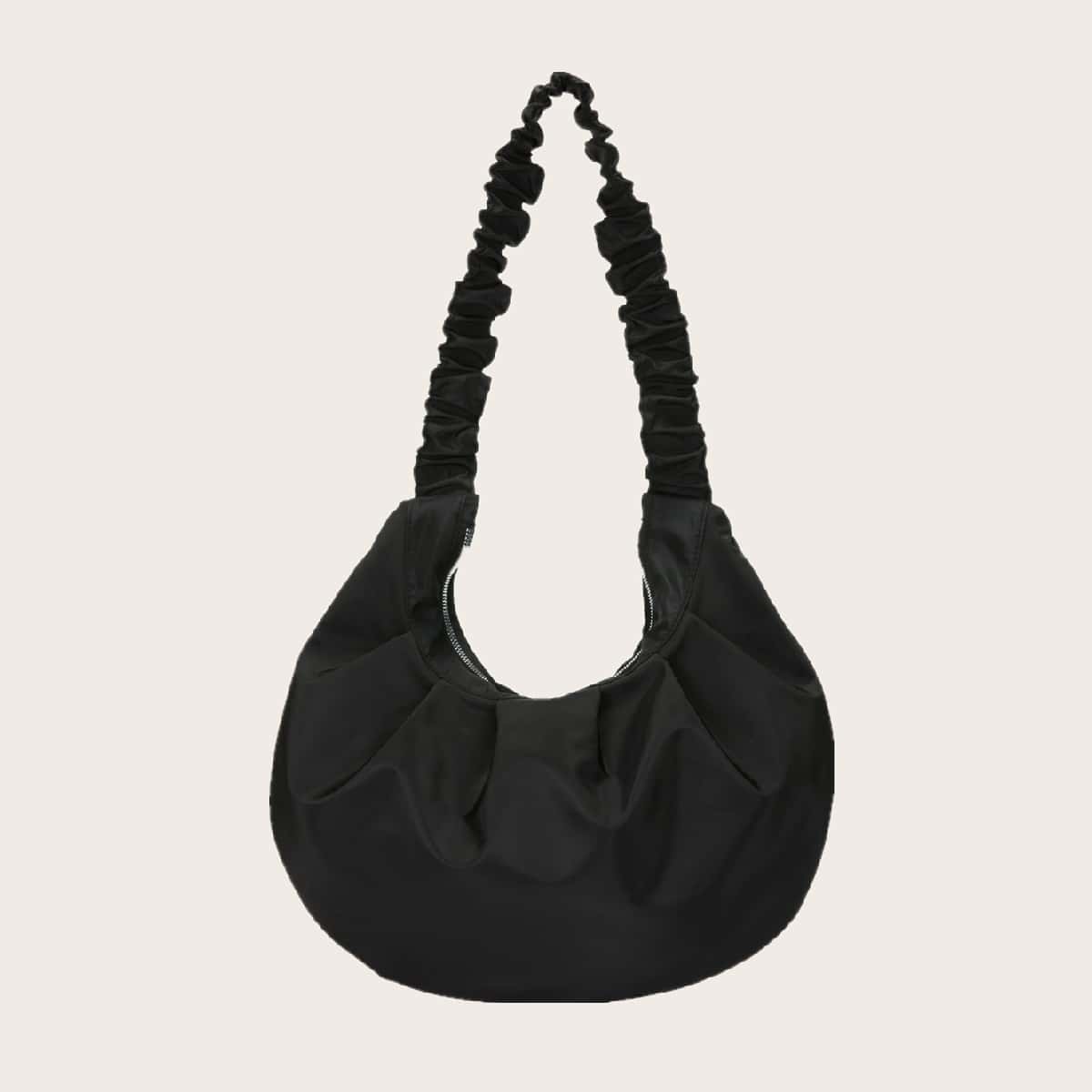 

Ruched Decor Shoulder Bag, Black