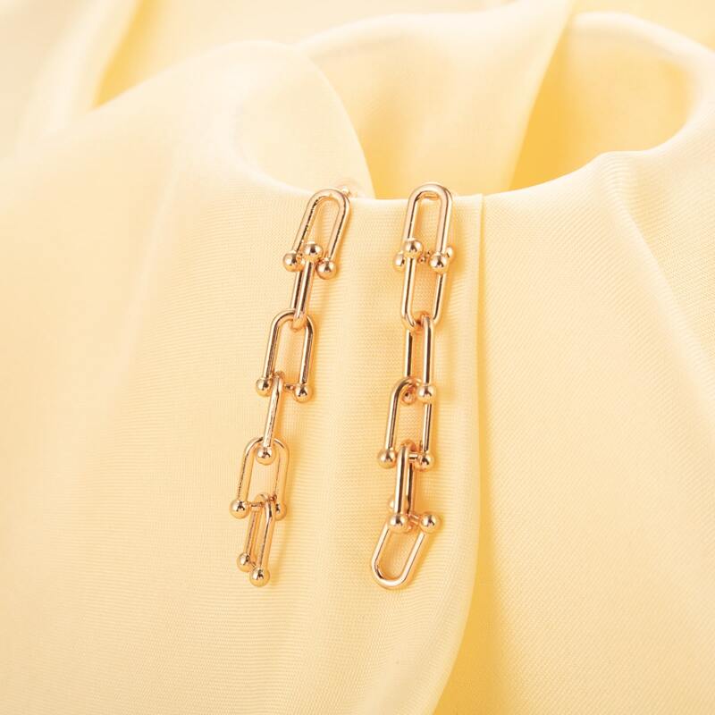 

1pair Chain Drop Earrings, Gold