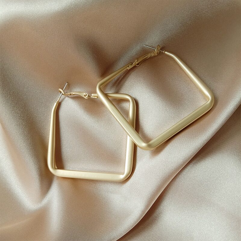 

1pair Geometric Hoop Earrings, Gold