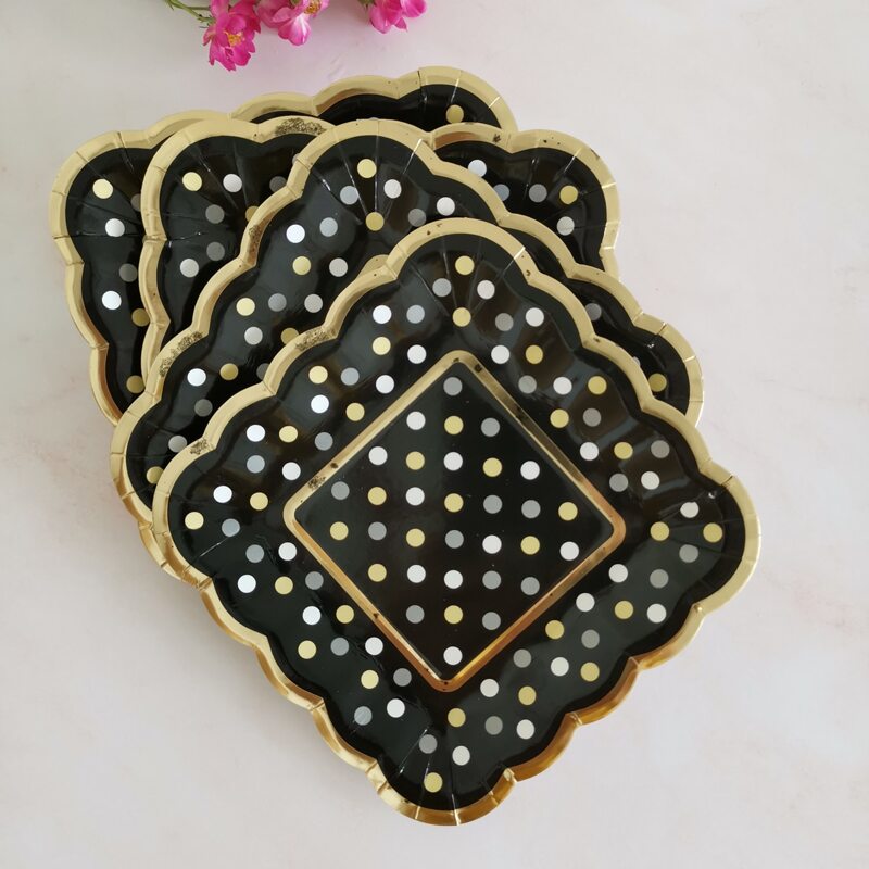 

8pcs Polka Dot Pattern Disposable Plate, Multicolor