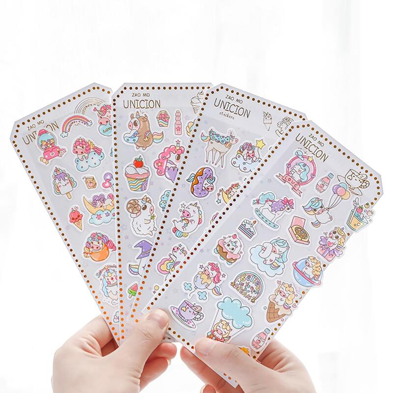 

4sheets Unicorn Print Random Sticker, Multicolor