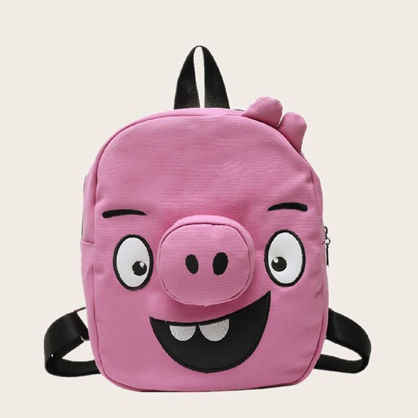 

Girls Pig Design Backpack, Pink